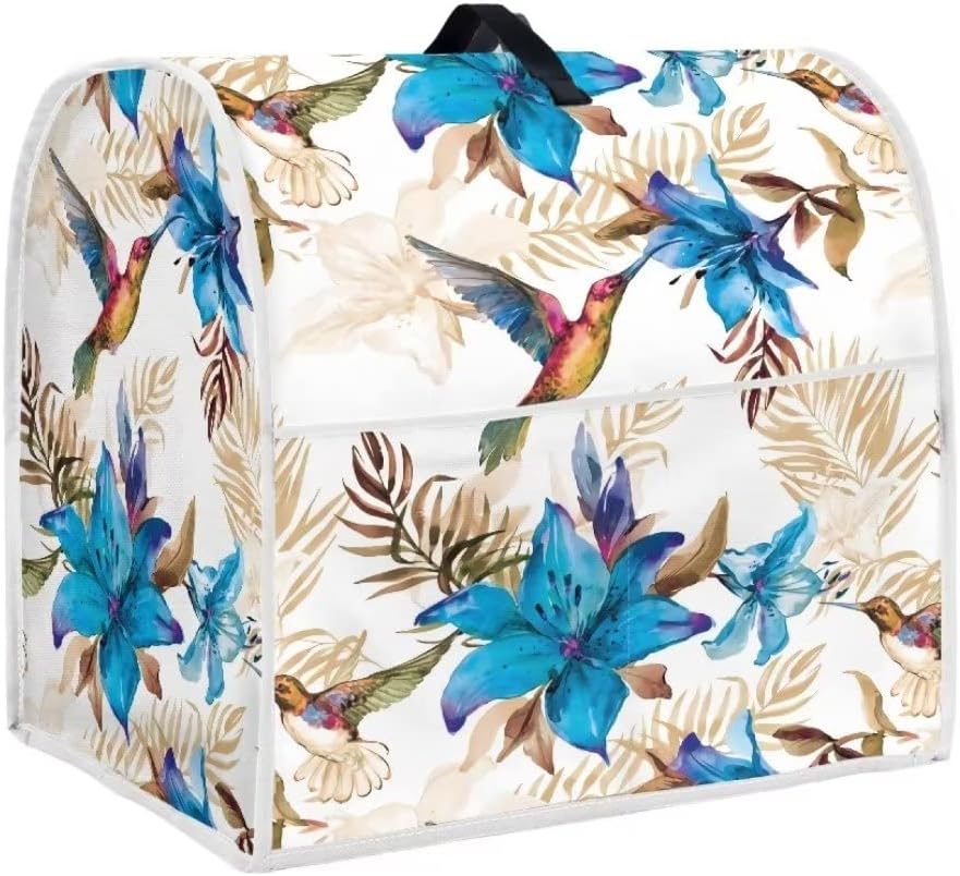 Blue Floral Kitchen Aid Mixer Cover Stand Mixer Cover Compatible 6-8 Quart(17.1"H x10.8"W x14.7"L) Mixers Trochilus Blue Flower Kitchen Aid Mixer Accessories With Pockets