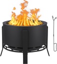 26-Inch Portable Smokeless Fire Pit with Fire Poker, Lightweight Outdoor Bonfire Stove, Durable Carbon Steel Firepit, Ideal for Camping, Picnics, and Family Gatherings