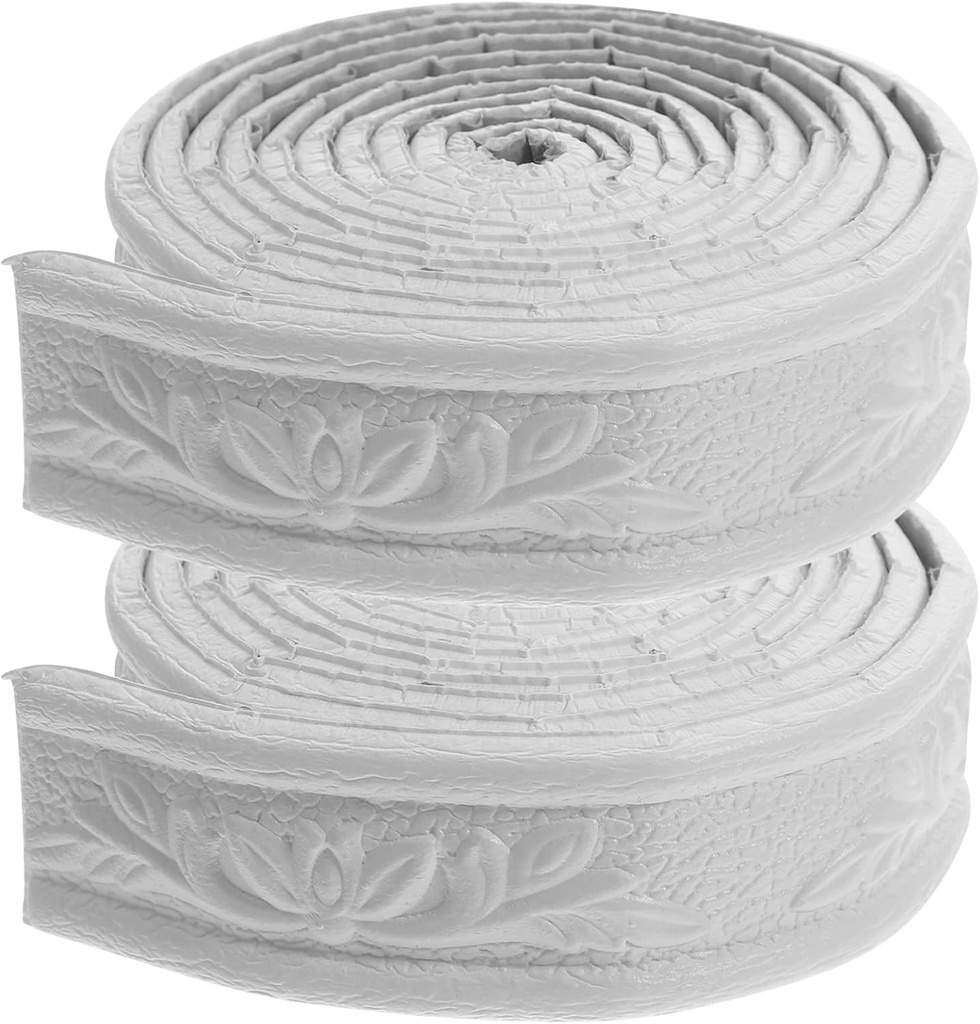 Peel and Stick Wall Border Trim 2 Rolls Flexible Self-Adhesive Foam Molding for Ceiling Edges Baseboards and Wallpaper 89.76X1.57 Inches