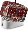 Christmas 4 Slice Toaster Cover Red Plaid Gnomes Snowflakes Poinsettia Xmas Cat Small Appliance Cover Toaster Dustproof Fingerprint Protectors Machine Washable, Large Size Bread Machine Cover