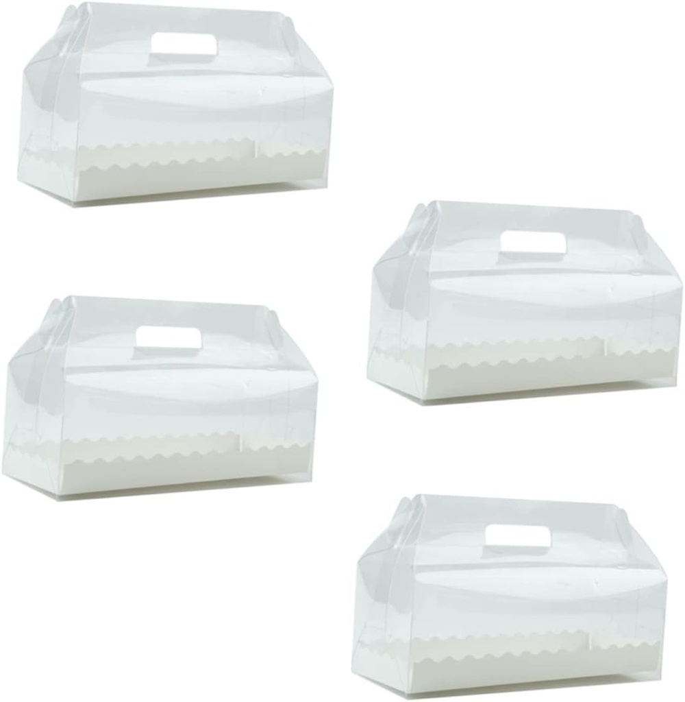 Large Cake Box with Paper Tray 4 Pack Cake Roll Box Container Cupcake Holder for Parties