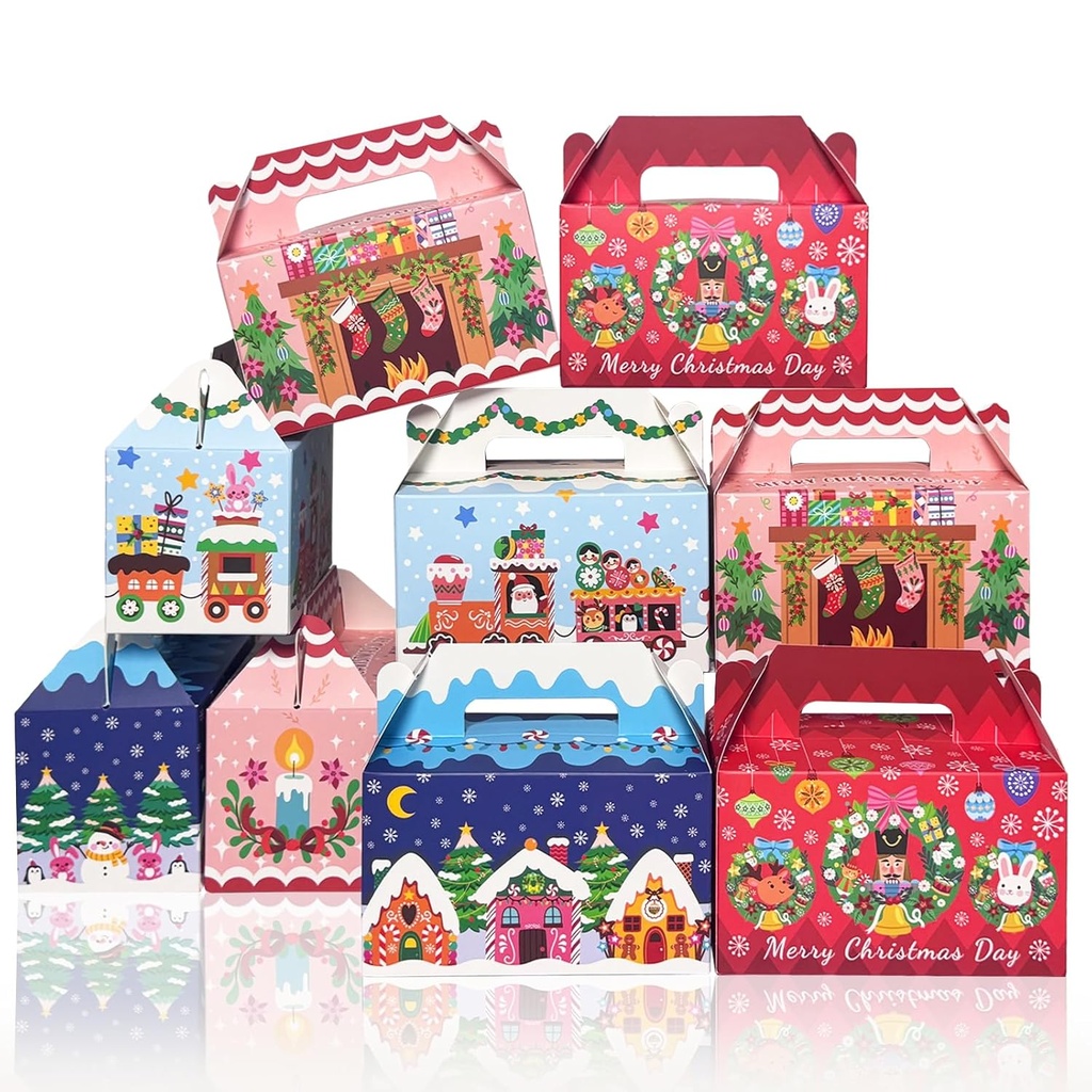 qiqee Christmas Gift Box 15.5x8.8x9 Inch 48pcs Xmas Wrap Treat Boxes