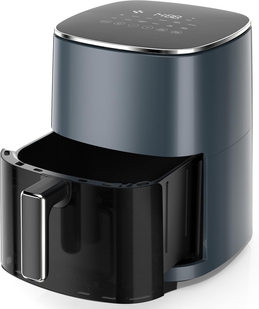 Air Fryer 6L with Window Square 400F Air Fryer 12-in-1 Air Fry, Roast, Reheat, Dehydrate,Steam, Fries, Custard, Wings, Sea Food, Vegetabels, Beige