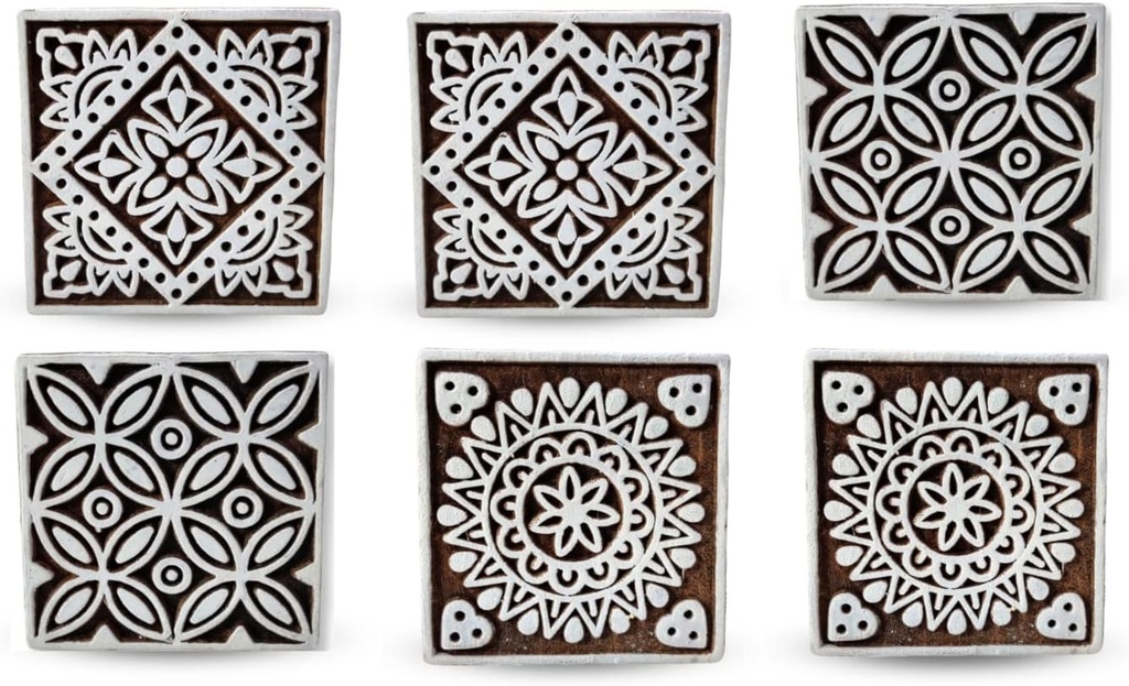 Hashcart Floral Wooden Cabinet Knobs - 6 Pcs of Handmade Wood Knobs for Crafts, Knobs for Cabinets and Drawers, Wood Knobs for Dresser Drawers, Perfect for Home & Office, Kitchen Cabinet Knobs, Brown