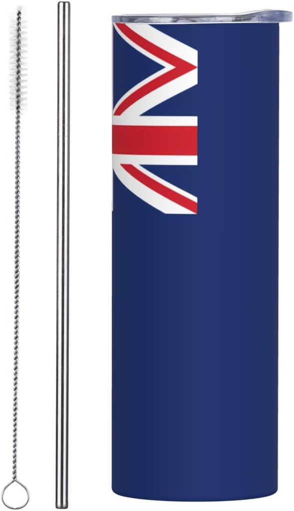 20ozFlag of the Turks and Caicos Islands stainless steel straw lid cup, double-layer stainless steel, can be drunk directly or with a straw