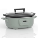 MAGNIFIQUE 6 Quart Programmable Slow Cooker Removable Healthy Nonstick Pot - Small Kitchen Appliance for Family Dinners - Serves 6+ People - Heat Settings: Keep Warm Olive