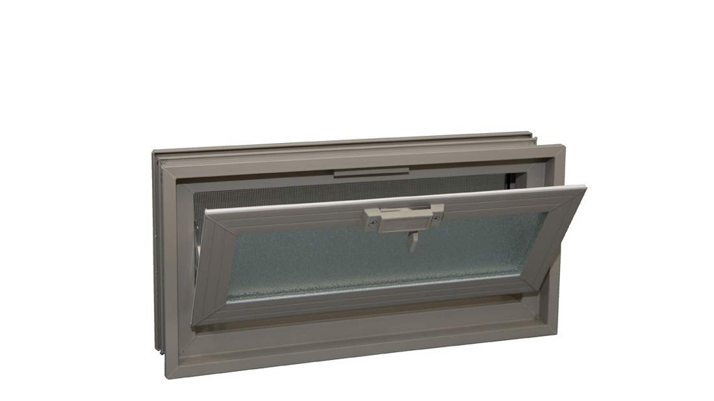 1608 Hopper Vent Window for Glass Blocks, Sheds, Cabins, Tiny Homes, Garages (Clay)