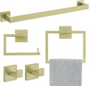 YACVCL 5 Piece Brushed Light Gold Towel Bar Set Bathroom Hardware Set, Square Towel Holder Set SUS304 Stainless Steel Towel Rack Set,Wall-Mounted 23.6 in