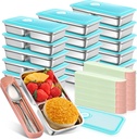 Vesici 12 Pack 304 Stainless Steel Bento Boxes with Tableware Set 30 oz 2 Compartments Food Storage Containers Boxes with Leakproof Lids, Divided Meal Prep Lunch Box Food Container Dishwasher Safe