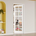 Pantry Door, 32 in. x 80 in.,10-Lite Mirrored Interior Doors, French Door Panel for Wardrobe, Bedroom, Kitchen, Single Pantry Slab - Assembly Required, MDF, White Primed (No Hinges)
