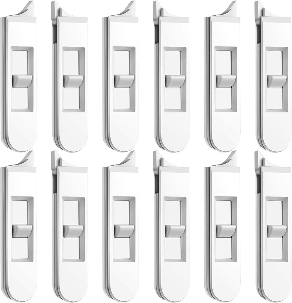 12 Pieces Window Latch Replacement Snap in Window Locks Vinyl Spring Loaded Parts and Hardware White Plastic Sliding Latch for Home Accessories (12 Pieces)