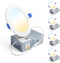 Ensenior 4 Pack 4 Inch LED Recessed Light, Dimmable, 3000K-5000K 3CCT, 750LM High Brightness, 9W 120V, Damp Rated, Ultra-Thin Canless Wafer Ceiling Light - ETL & FCC & IC