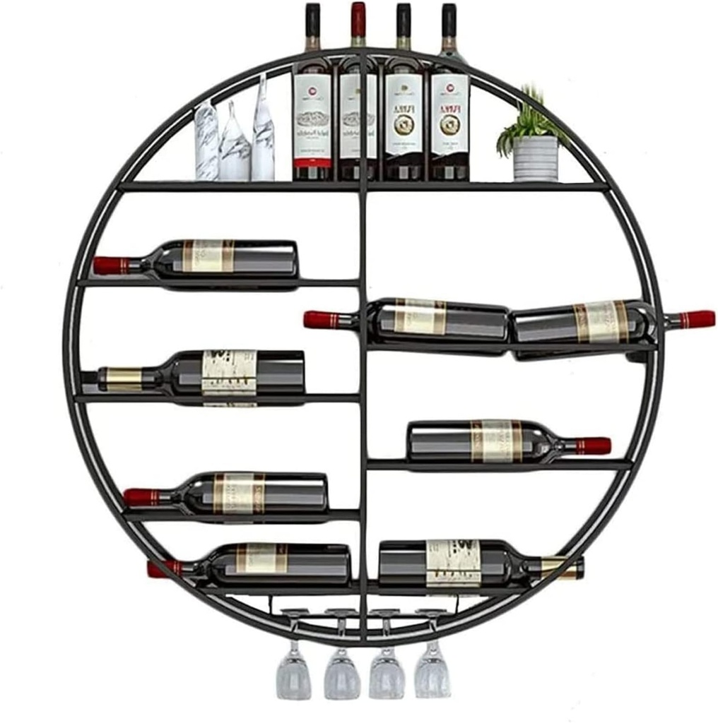Wine Rack Wall Mounted Round Wine Racks Counter Floating Shelves Wine Bottle and Glass Rack Goblet Stemware Holder, Bar Wine Cellar Kitchen Wine Storage Display Shelves ( Color : Dolphin Waves , Size