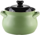 Round Ceramic Plate Casserole, Heat Resistant Clay Pot Clay Pot with Lid, Non-Stick Slow Cooker Cookware Green Korean Stone Bowl 2.2 L