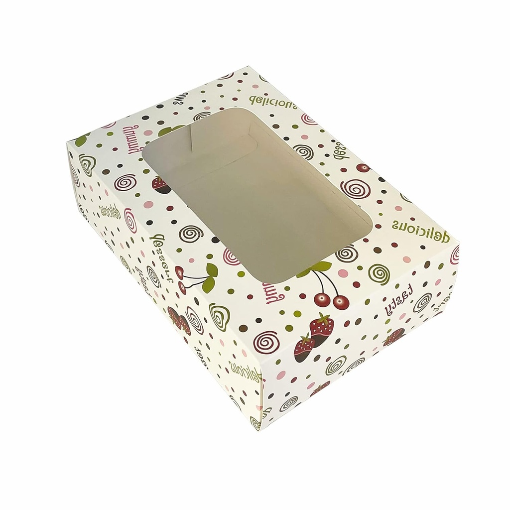 National Imports Bakery Sweet Treat Gift Boxes with Clear Display Window That Holds 6 Mini Cupcakes, Ideal for Pastries Cookies, Donuts, Mini Muffins, Packaging Box with Cute Prints, Set of 2