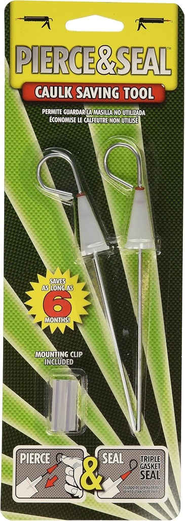 PS001 Pierce&Seal Caulk Saver Tool with Mounting Clip, 2-Pack