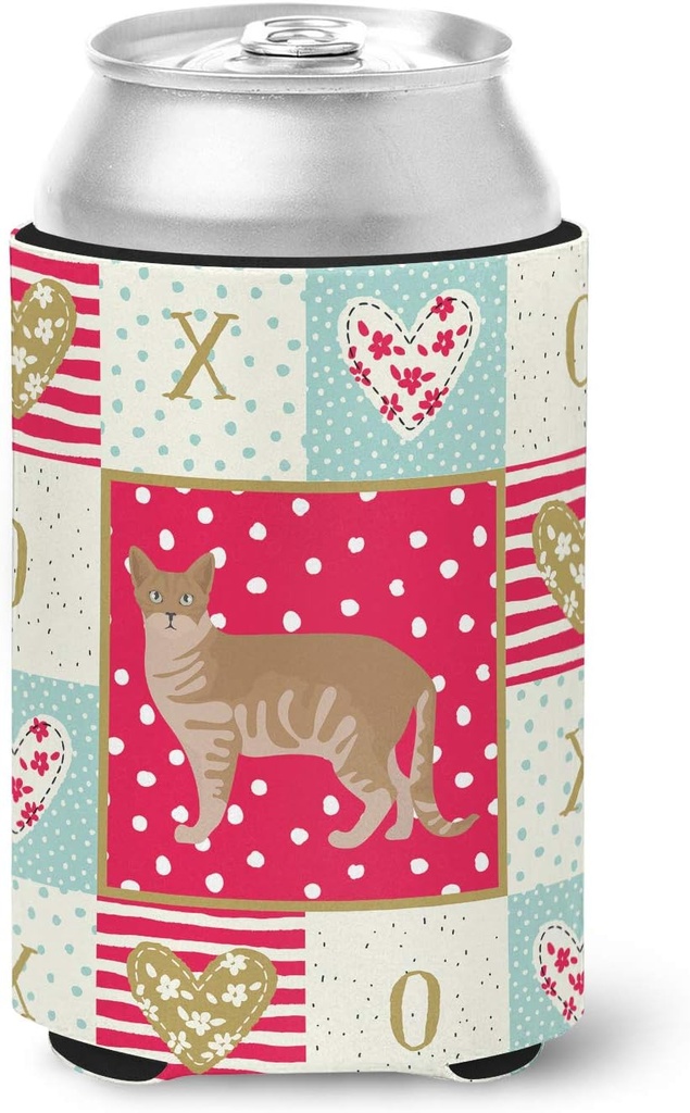 Caroline's Treasures CK5556CC Australian Mist #1 Cat Love Can or Bottle Hugger, Red Cooler Washable Drink Sleeve Collapsible Beverage Insulated Holder, Can Hugger, Multicolor