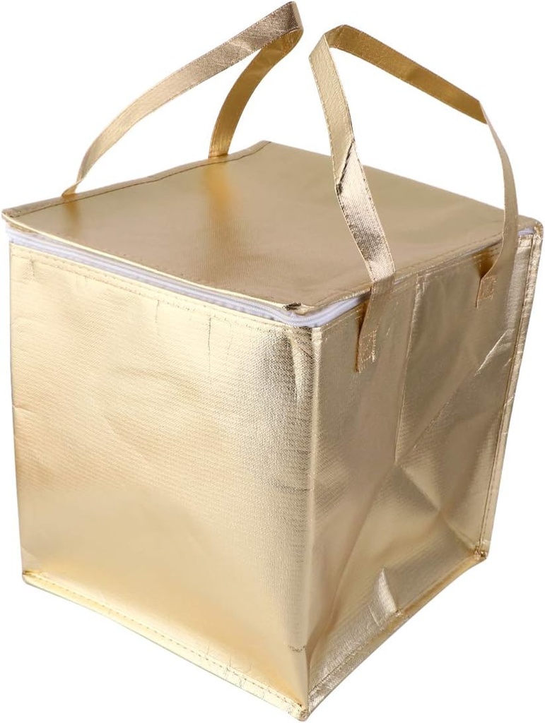 BESPORTBLE Zipper Tote Bag Insulated Tote Bag Large Capacity Cake Carrier Cooler Bag Lunch Bag Outdoor Picnic Bag with Handle for Camping Shopping 10inch (Golden) Portable Cooler