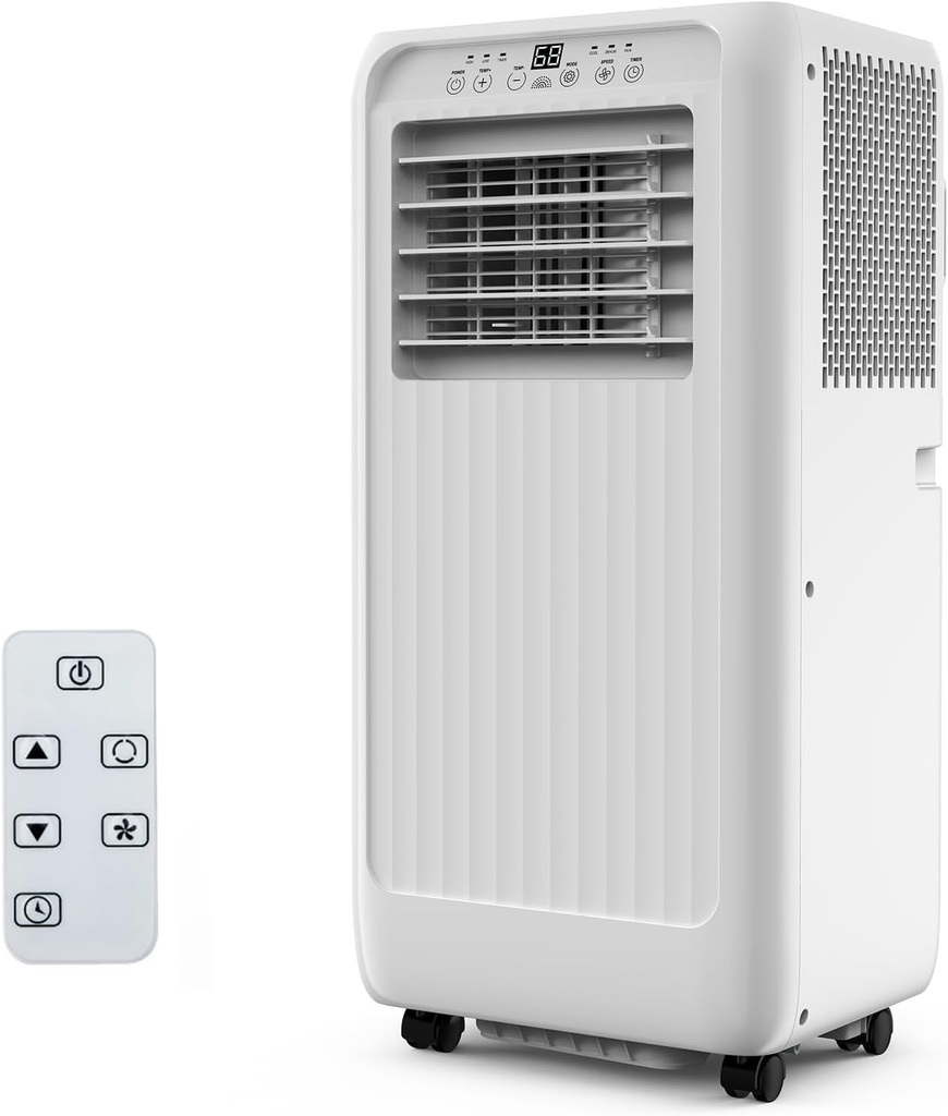 Portable Air Conditioners 8000 BTU, 3-in-1 Quiet Portable AC Unit with Efficient Cooling, Remote Control, LED Touch Screen, 24Hrs Timer for Bedroom, Dorms, Office, Indoor Rooms, White