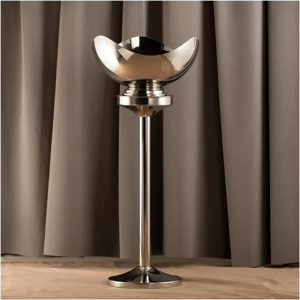 Ice Bucket Stainless Steel Ice Bucket with Stand Indoor and Outdoor Cooler Cellar Bucket Beverage Stand for Kitchen Bar Wine Chiller(Silver)