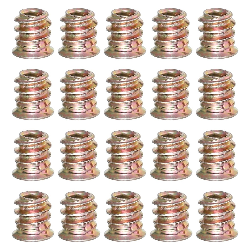 20Pcs M4x10mm Furniture Threaded Insert Nuts, Carbon Steel Hex Drive Threaded Inserts Thread Fastener Connector for Wood Furniture Assortment