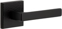 Viaggio QADMHMLUS_PRV_238_RH Quadrato Hammered Right Handed Solid Brass Privacy Door Lever Set with Lusso Lever and Quadrato Hammered Backplate - 2-3/8" Backset - Satin Black