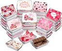50PCS Valentine Foil Containers with Lid, Valentine Leftover Containers Valentine's Day Cookie Containers with Lids Aluminum Food Containers Storage for Baking, Valentine's Day Treat Party, Cooking