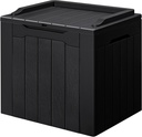 GUNJI 30 Gallon Small Deck Box Outdoor Waterproof Resin Storage Box Lockable Storage Container Outside Package Delivery Box (Black)