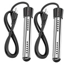 2000W Immersion Water Heater, Portable Water Heater Electric with 304 Stainless Steel, Thermometer & Safety Protection, Quickly Heats 5 Gallons of Water in Minutes, Suit for Bucket or Bathtub -2 Pack
