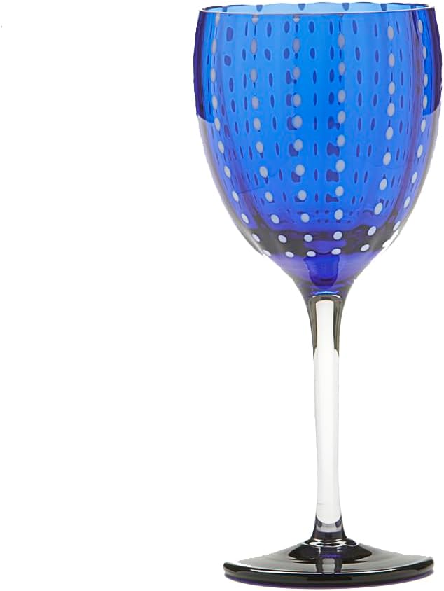 Zafferano Perle Glass Wine Goblet Cobalt Blue (Set of 2)