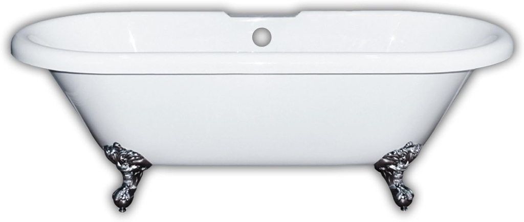 Cambridge Plumbing ADE60-DH-CP Acrylic Double Ended Claw Foot Bathtub 60" X 30" with 7" Deck Mount Faucet Drillings and Polished Chrome Feet