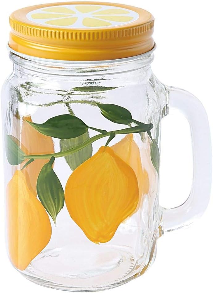 Grant Howard 52140 Lemons Hand Painted Mason Mug, 22 oz.