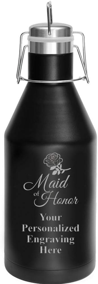 Maid of Honor Growler, 64 oz Custom Wedding Party Stainless Steel Growler, Engraving Included