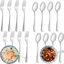24 Pcs Forks and Spoons Silverware Set, Food Grade Stainless Steel Flatware Cutlery Set for Home, Kitchen and Restaurant, 12 Dinner Fork(8") and 12 Teaspoon(6.7"), Mirror Polished, Dishwasher Safe