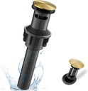Brushed Gold Pop Up Drain with Anti-Clogging Removable Stopper, High Sealing Bathroom Sink Drain with Overflow, No Rust Drain for Bathroom Sink Lavatory with Elegant Finish Easy to Clean