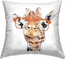 Stupell Industries Giraffe Wearing Orange Glasses Outdoor Printed Pillow, 18 x 18, Tan