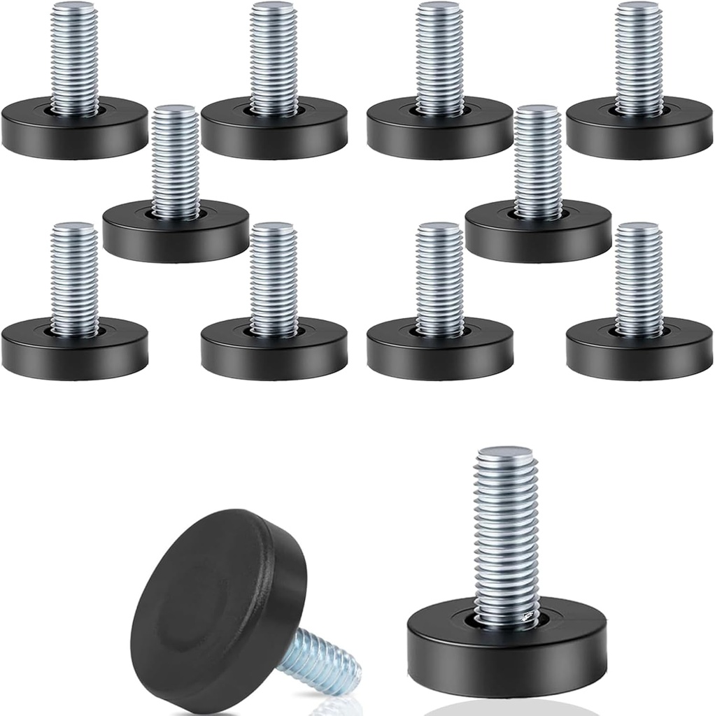 12 Pcs 1/4" Thread Leveling Feet, Adjustable Furniture Feet Threaded Screw in for Table Leveling Feet Screw, for Table, Cabinets, Chairs, Stool Legs
