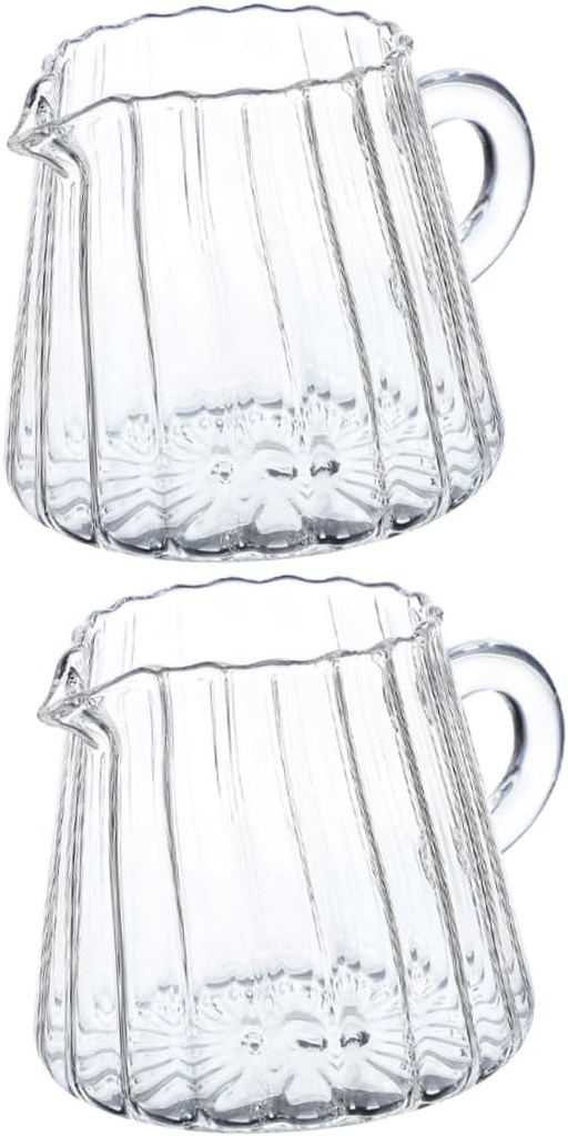 PRETYZOOM 2pcs Espresso Milk Frothing Pitcher Glass Creamer Jug with Precision Spout and Ergonomic Handle for Latte Art and Coffee Creaming Transparent Design for Easy Monitoring