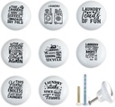 JamJam Set of 8 1.5" Ceramic Cabinet Knob Vintage Furniture Cabinet Handles Funny Laundry Room Drawer Knobs and Pulls