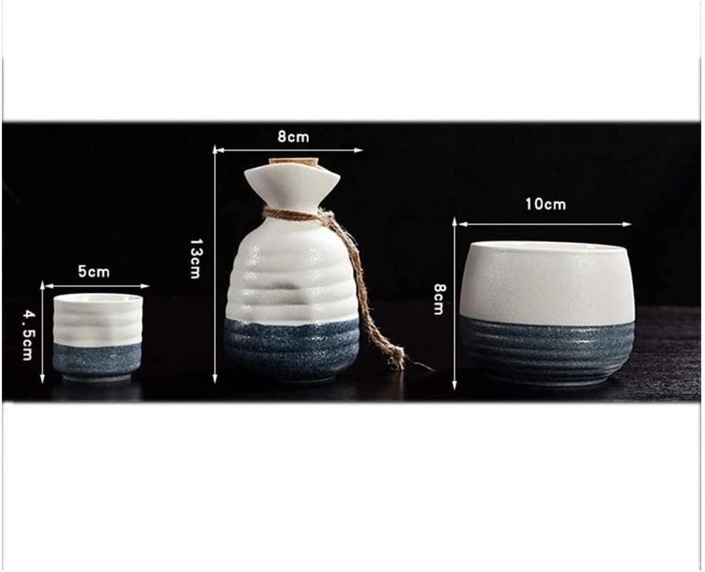 Sake Wine Set Wine Glass 8 Piece Sake Cup Set Japanese Art Ceramic Sake Serving Wine Cup Set Hand-Painted Blue Sake Set Ceramic Material 6Sake Cups 1 Sake Bottl