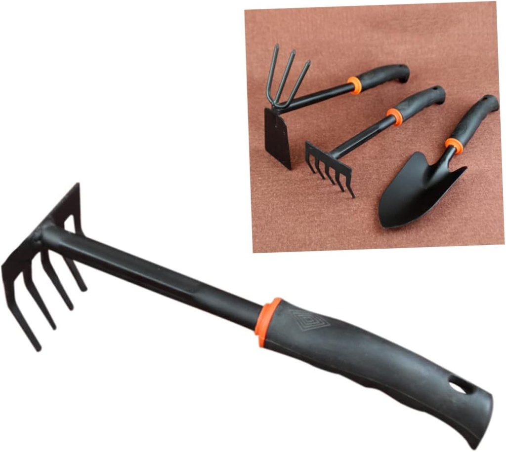 Garden Steel Rake Mini Hand Rake Short Handle for Soil Cultivation and Weeding Small Spaces Tool for Aerating and Gardening Tasks