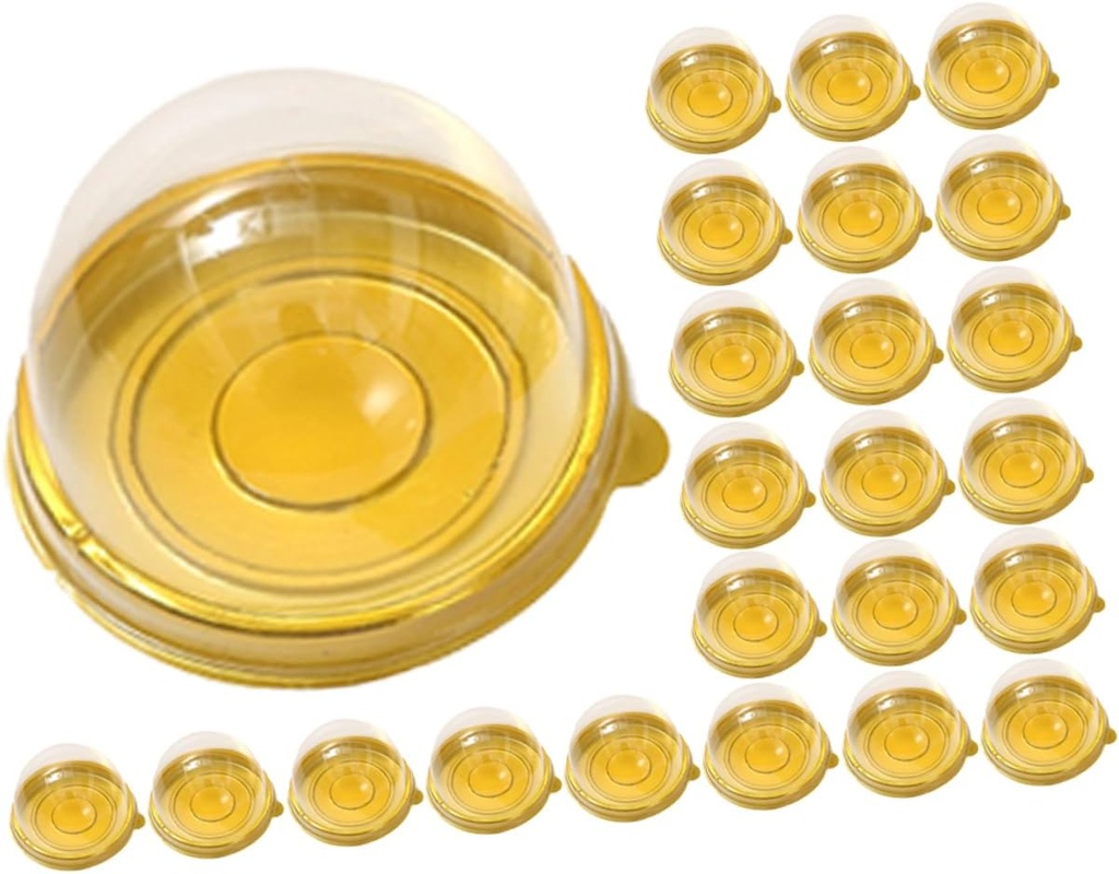 STOBAZA 50Pcs Mooncake Boxes Mini Cake Containers with Lids for Individual Moon Cakes Cupcakes Transparent Holders for Pastries and Desserts