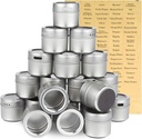 Juvale 20-Pack Magnetic Spice Jars - Space-Saving & Magnetic Spice Rack for Refrigerator - Preprinted Labels & Seasoning Containers - Pack of 20, 3.4 fl oz