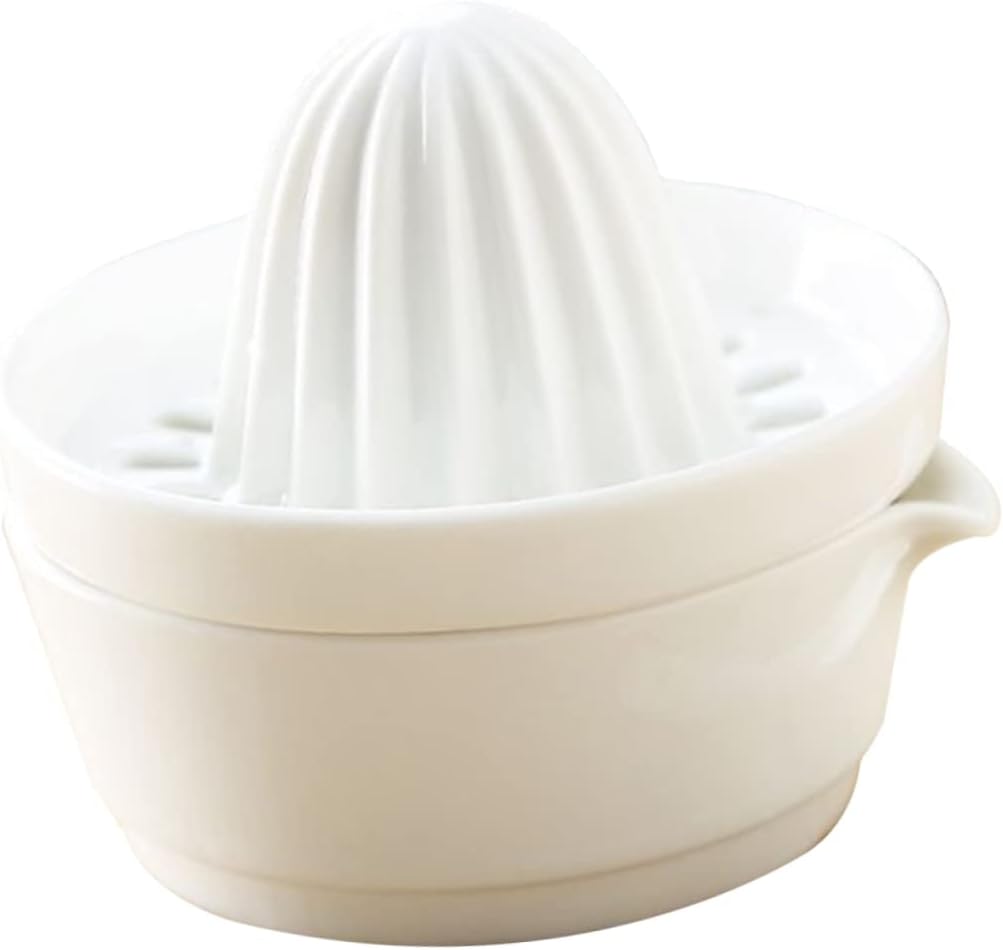 Luxshiny Ceramic Manual Fruit Squeezer Portable Juicer with Residue Filter and Liquid Guide Mouth for Fresh Nutritious Juice Lightweight Safe Ceramic Juicer for Lemons Grapefruits Oranges