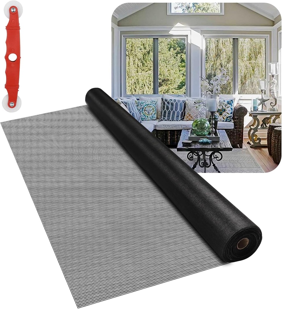 Fiberglass Window Screen Mesh Roll - 36"x100', Easy-to-Cut Screen Door Mesh for Windows, Pool, Porch Durable Mesh Replacement Option