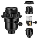 UL Listed E26 Light Socket, Threaded Lamp Socket Replacement with ON/Off Switch Medium Base Lamp Parts with Lamp Shade Ring Ring for Table lamp, Floor lamp, Light Fixture, Black 1-Pack