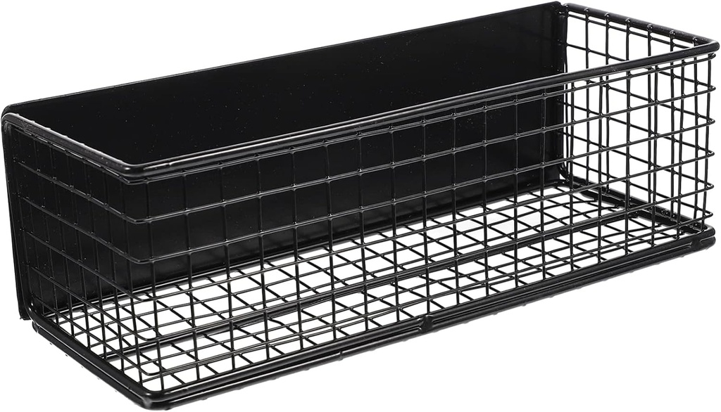 OUNONA Wire Mesh Magnetic Storage Basket Trash Container Desk Tray Office Organizer for Refrigerator Microwave Oven Magnetic Surface Kitchen Office Black