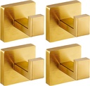 Brushed Gold Towel Hooks for Bathrooms, Heavy Duty Wall Mounted Stainless Steel Modern Hook, 4 Pack – Ideal for Hanging Towels, Robes, Coats, in Kitchen, Bedroom, Bathroom, or Hotel