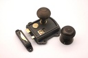 Victorian Cast Iron Rim Latch Bath Bedroom Lock Door Knob Handle Sets - Bronze (Rim Lock + Bloxwich Door Knob)