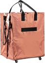 FAHKNS Reusable Grocery Bags On Wheels, Portable Rolling Tote Bag for Groceries, Folding Shopping Bag with Bottom Wheel and Handle for Travel, Laundry and Picnic, Support Up to 88 LBS, Rose Gold